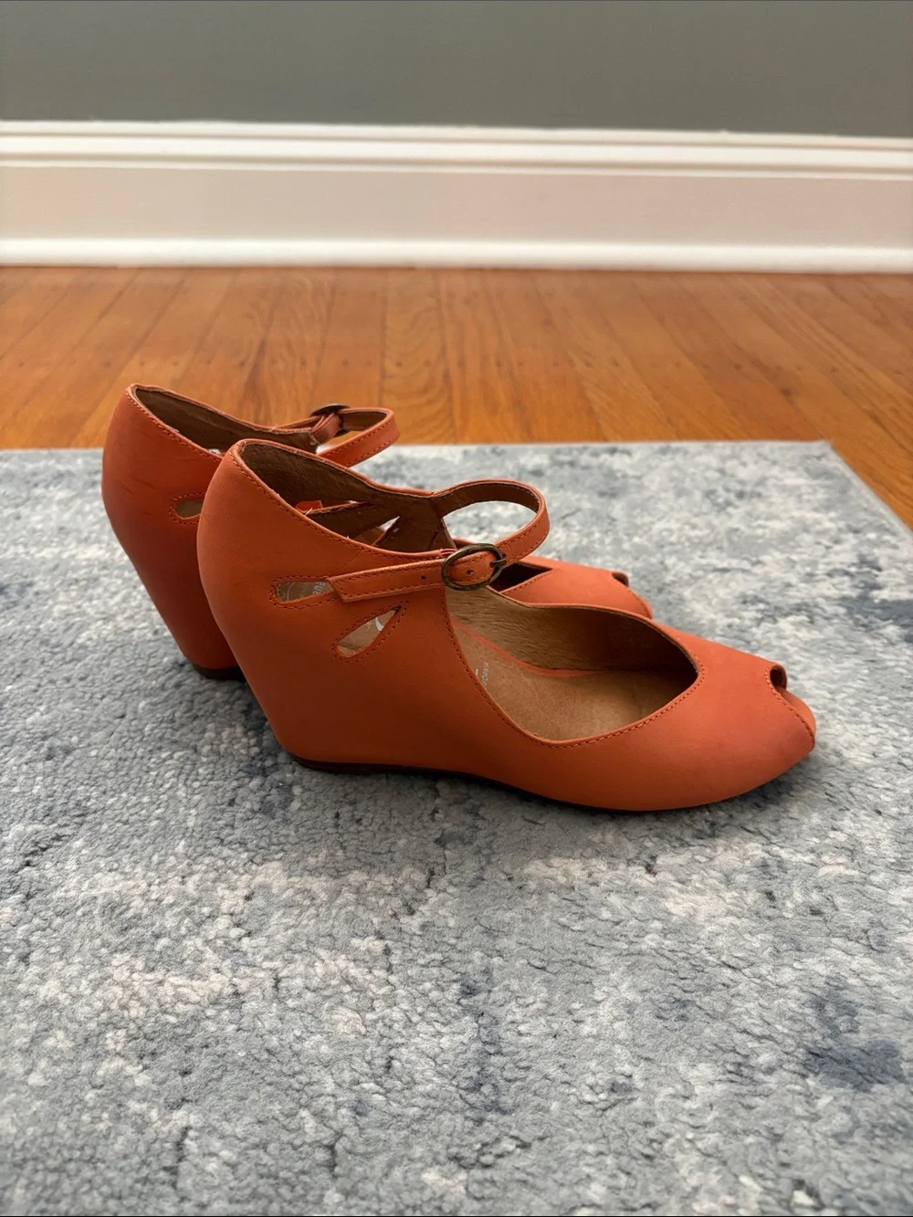 Jeffrey Campbell Regina Peep-toe Wedge, Orange, Women’s 7.5z